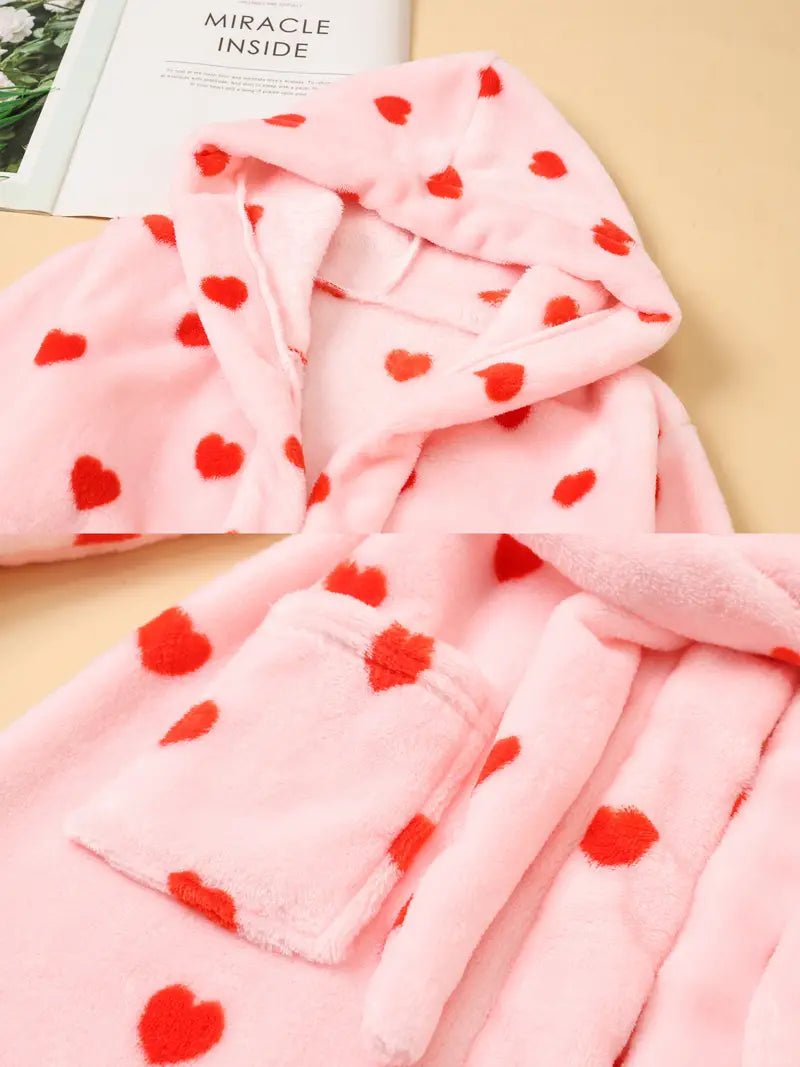 Peignoir de Bain Enfant á Motif Coeurs
