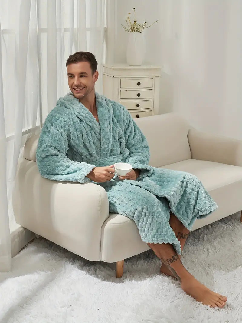 Peignoir Bleu Luxueux avec Capuche