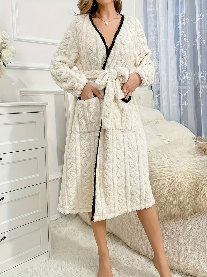 Peignoir de Bain Blanc avec Ceinture