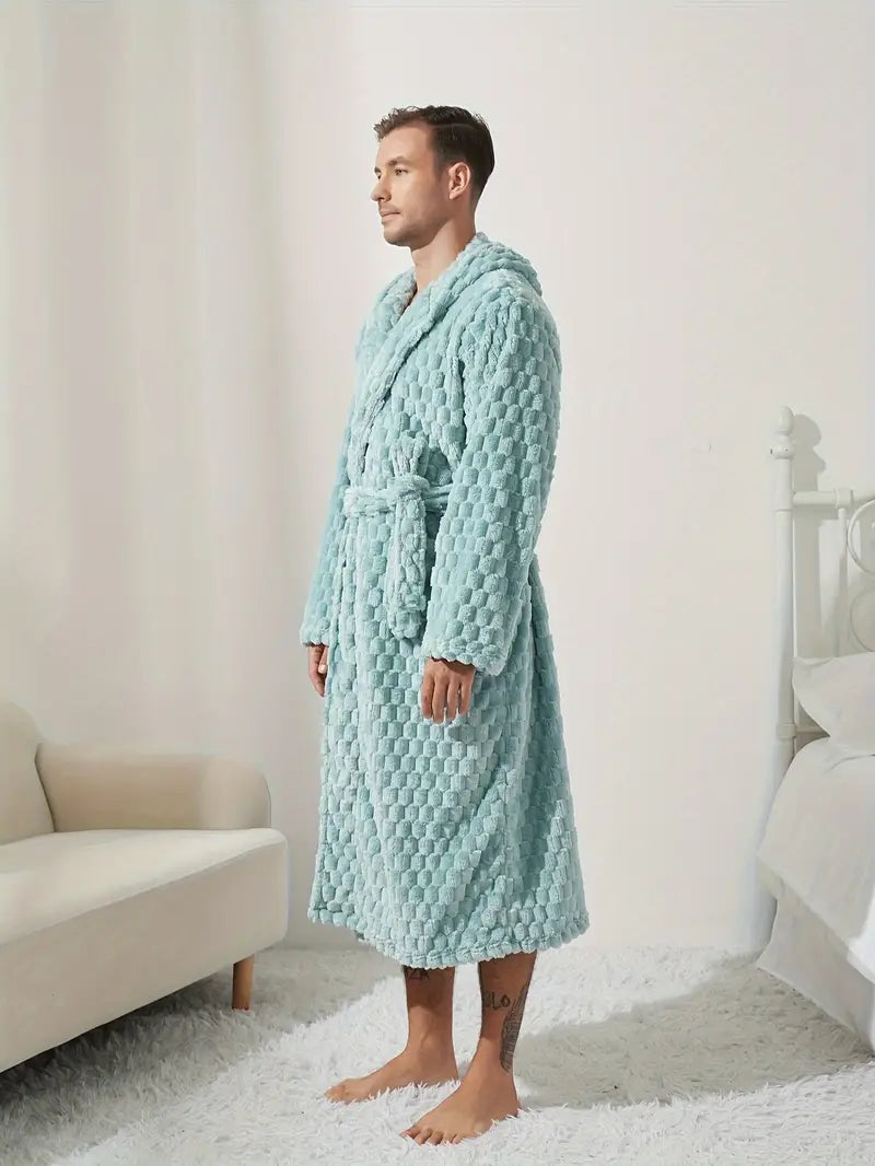 Peignoir Bleu Luxueux avec Capuche