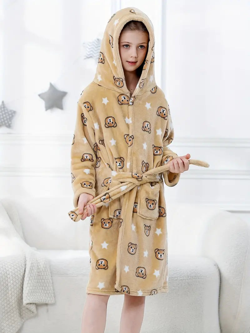 Peignoir de Bain Enfant avec Motif D'étoile D'ours Adorable