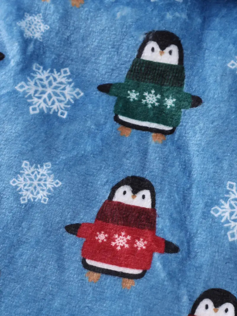 Peignoir de Bain Enfant Polaire avec Imprimée Pingouins