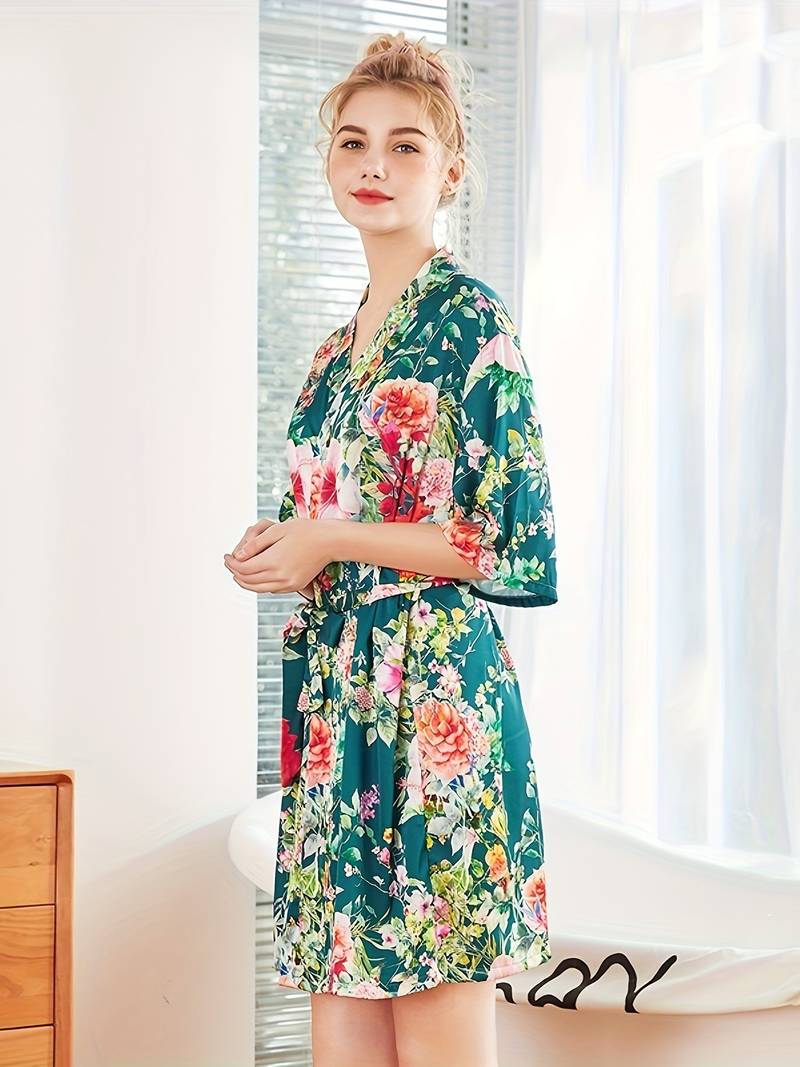 Peignoir Kimono Floral Élégant