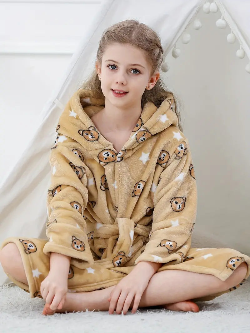Peignoir de Bain Enfant avec Motif D'étoile D'ours Adorable