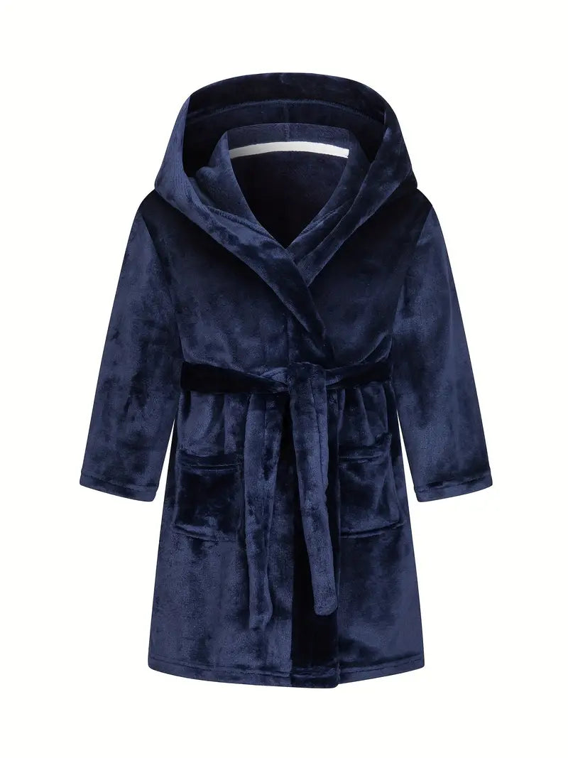 Peignoir de Bain Enfant Bleu avec Capuche