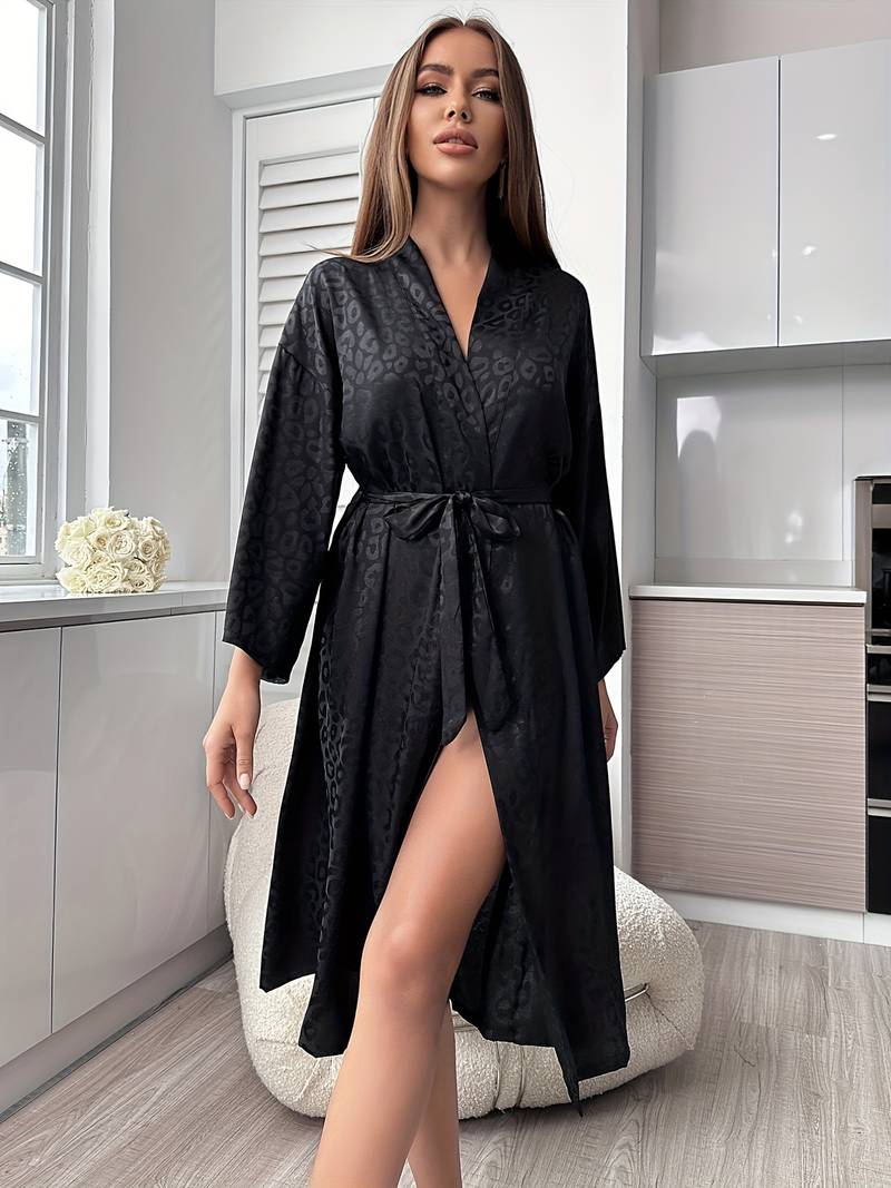 Peignoir Élégant en Satin Léopard