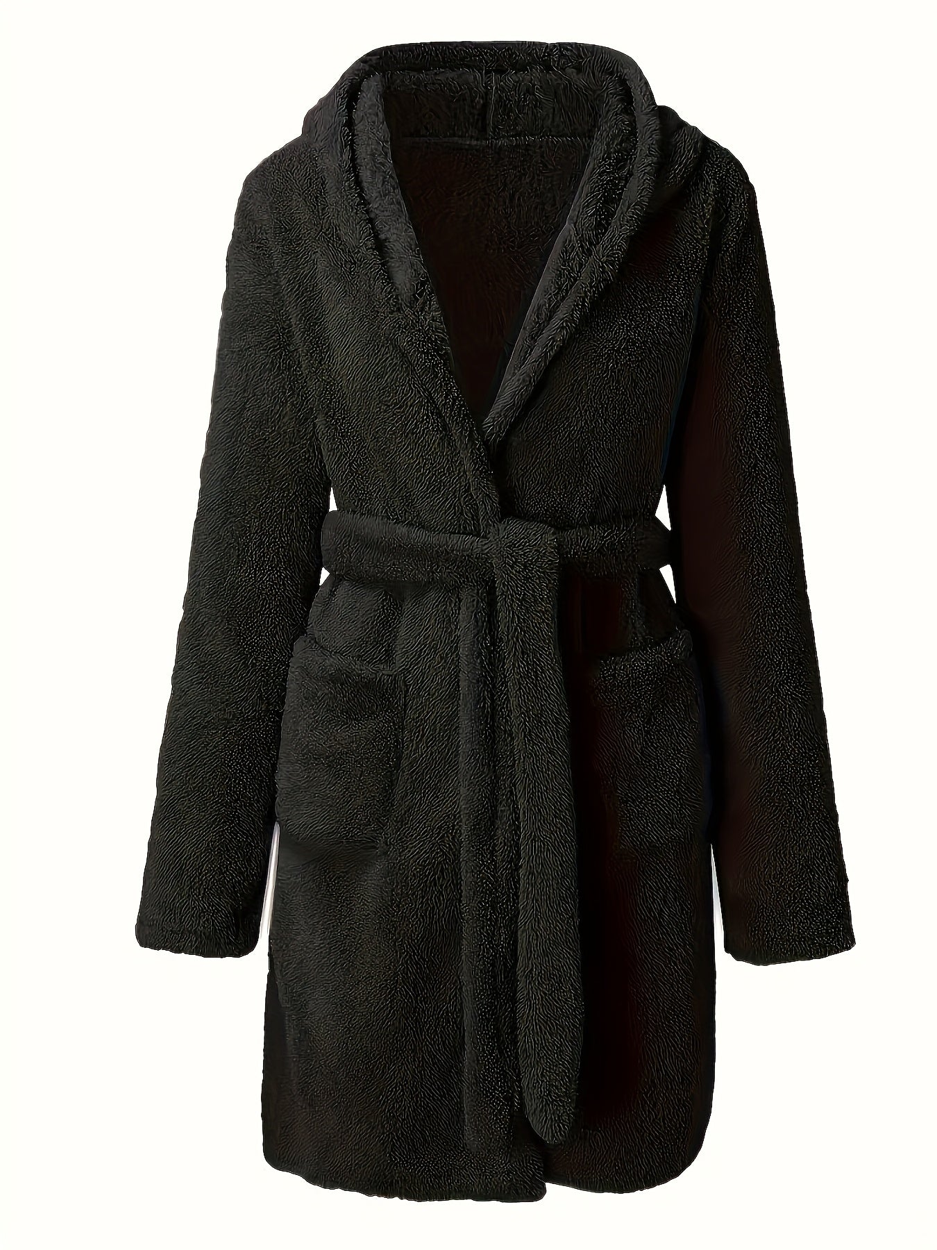Peignoir polaire homme à capuche polaire avec poches et ceinture