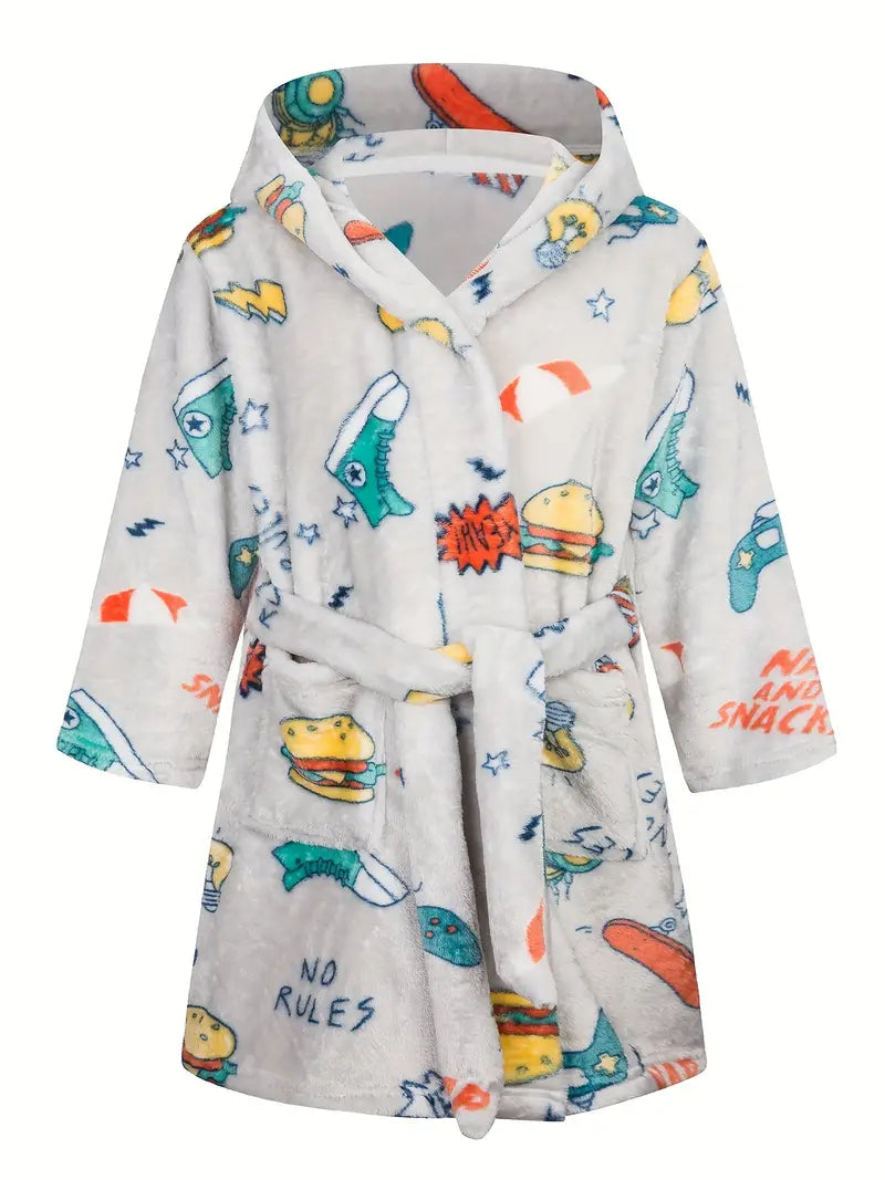 Peignoir de Bain Enfant en Polaire Gris