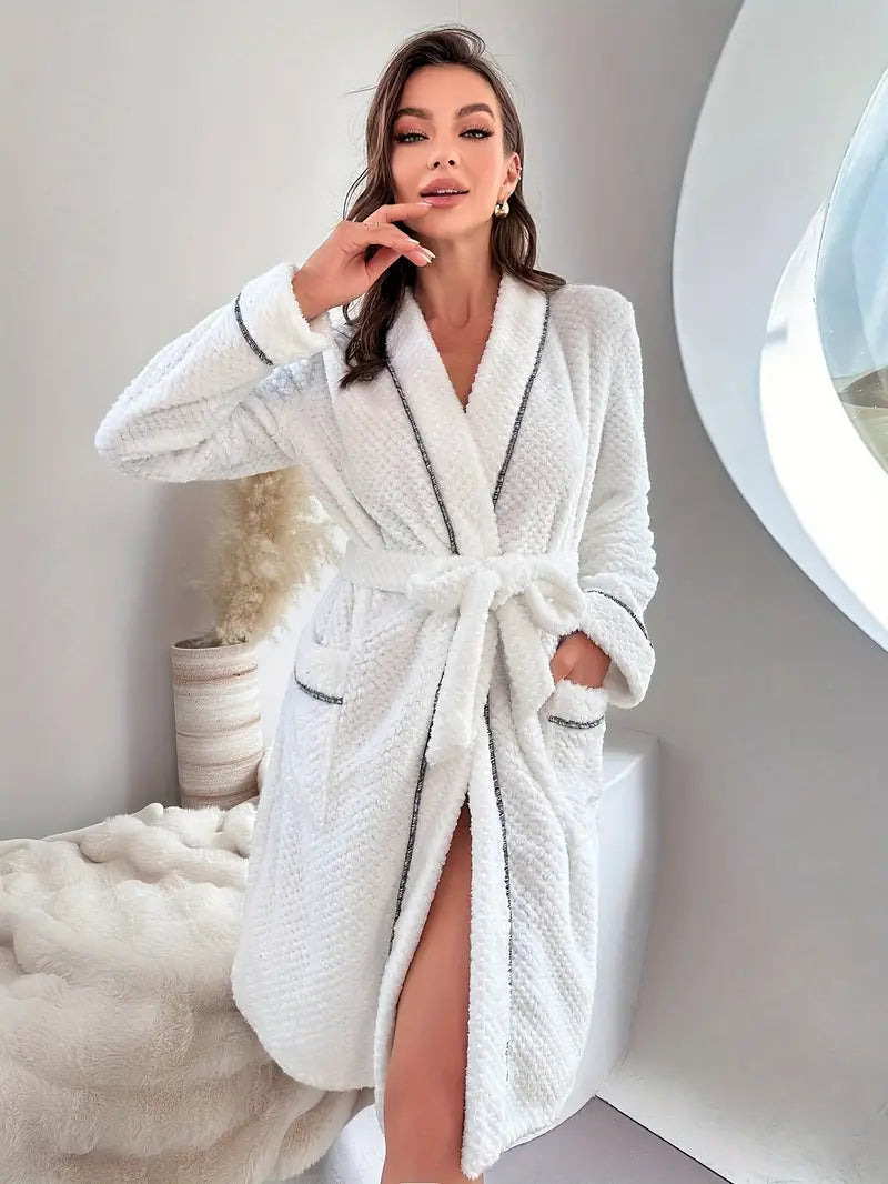 Peignoir de Bain Blanc Nid D'abeille