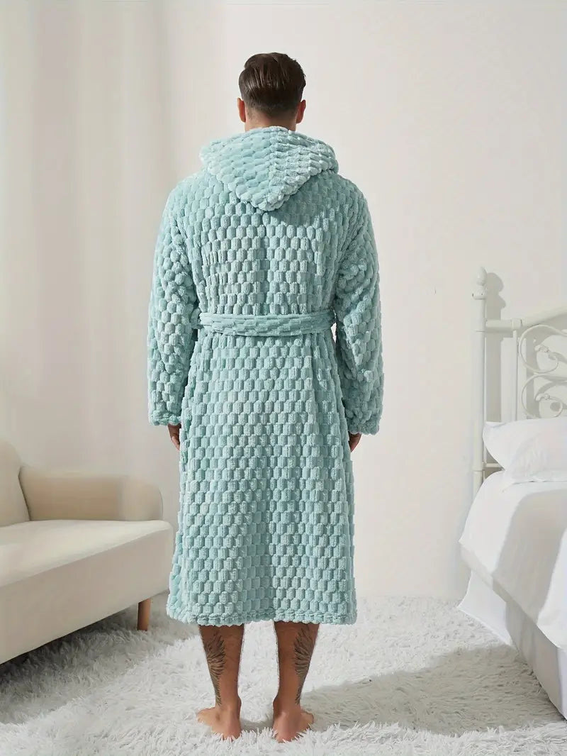Peignoir Bleu Luxueux avec Capuche