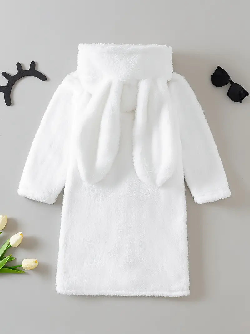 Peignoir de Bain Enfant Blanc Oreilles de Lapin