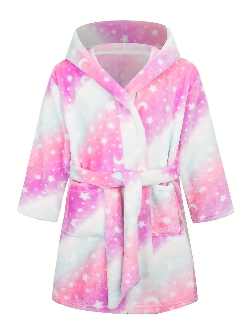 Peignoir de Bain Enfant avec Motif Étoile et Lune Dégradé
