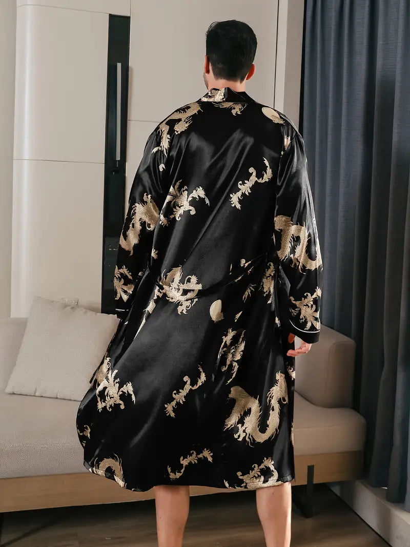 Peignoir Luxueux et Doux avec Motif de Dragon
