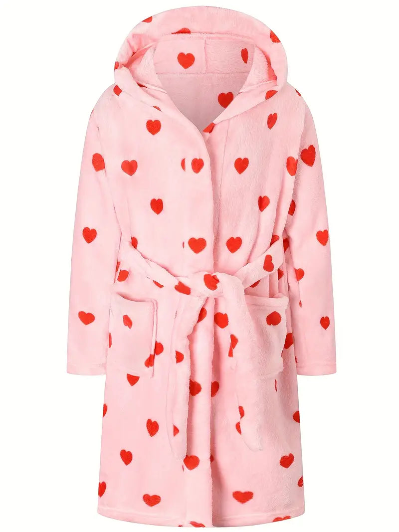 Peignoir de Bain Enfant á Motif Coeurs