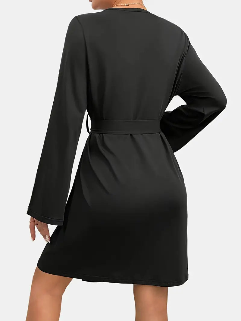 Peignoir Doux en Satin Grande Taille Noir