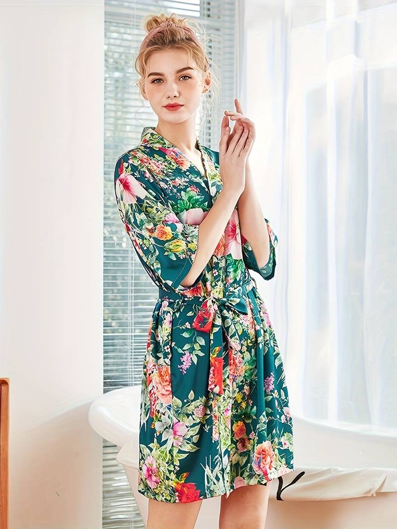 Peignoir Kimono Floral Élégant