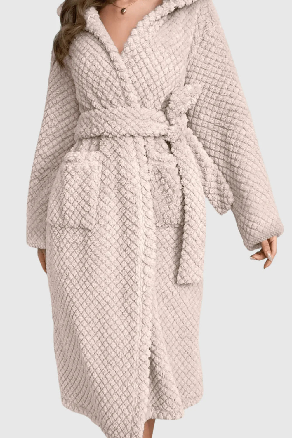 Peignoir éponge femme à capuche ultra doux - Main Image