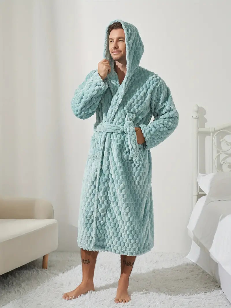 Peignoir Bleu Luxueux avec Capuche