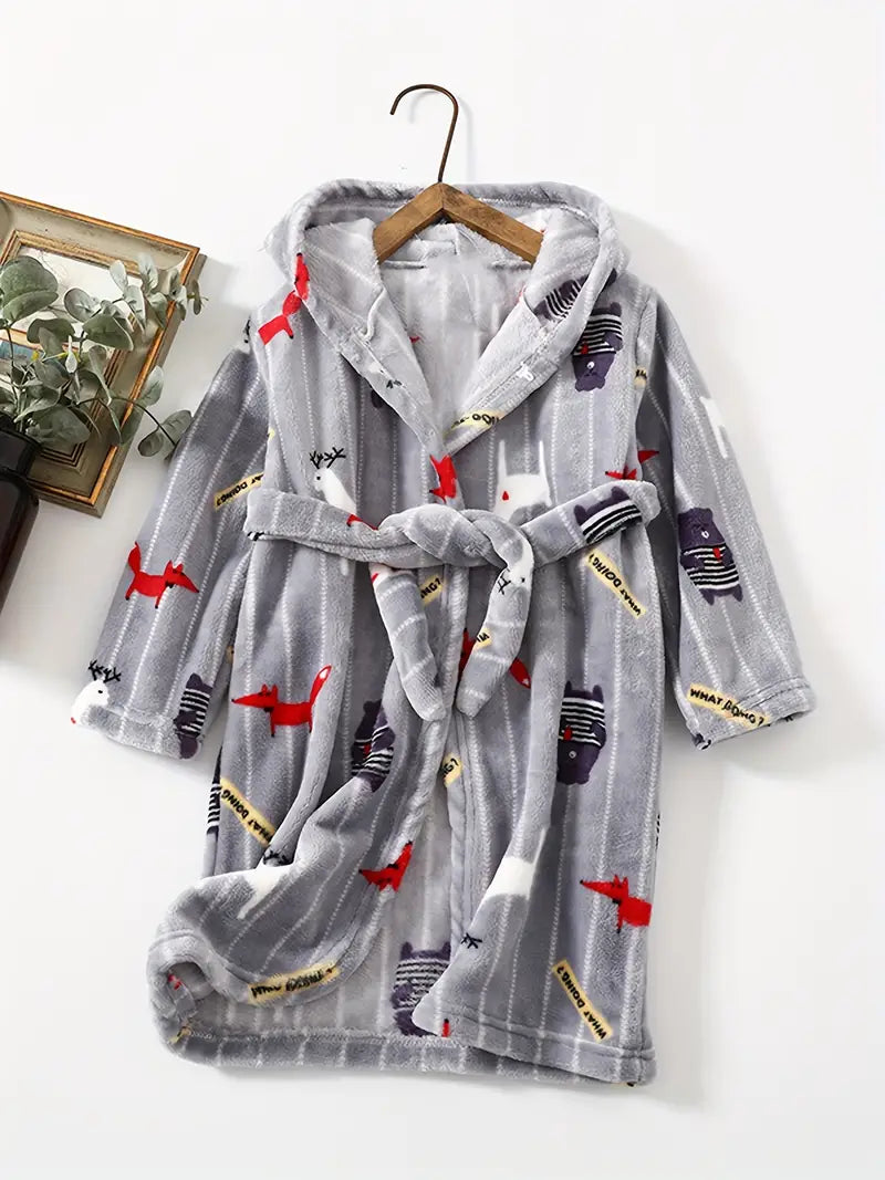 Peignoir de Bain Enfant Éponge avec Motifs D'animaux