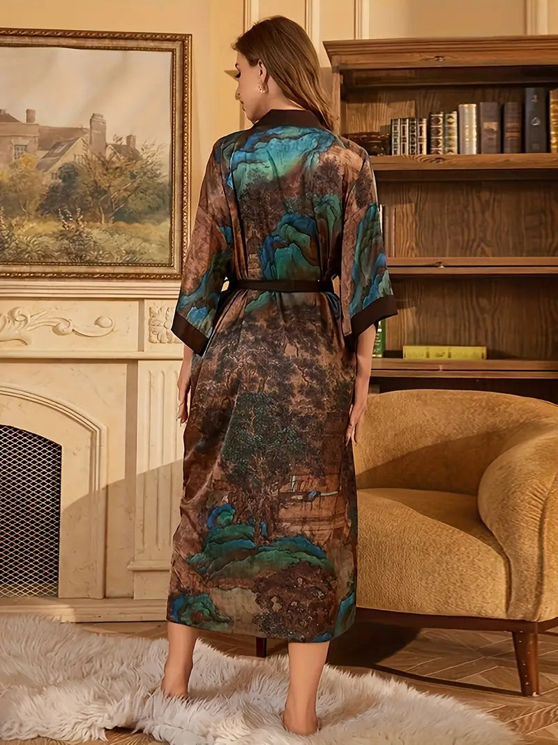 Kimono de Qualité Peignoir Paysage Chinois
