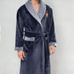 Peignoir de bain polaire homme gris et bleu
