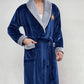 Peignoir de bain polaire homme gris et bleu