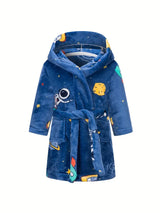 Peignoir de Bain Enfant Garçon Motif Espace — coloris bleu