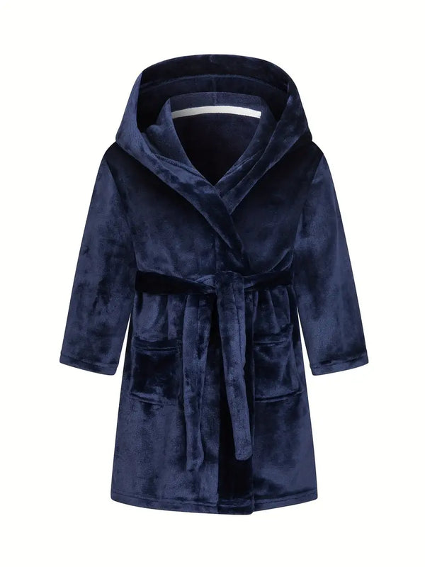 Peignoir de Bain Enfant Bleu avec Capuche — coloris bleu