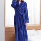 Peignoir Polaire Long Femme Ultra-Doux — coloris bleu