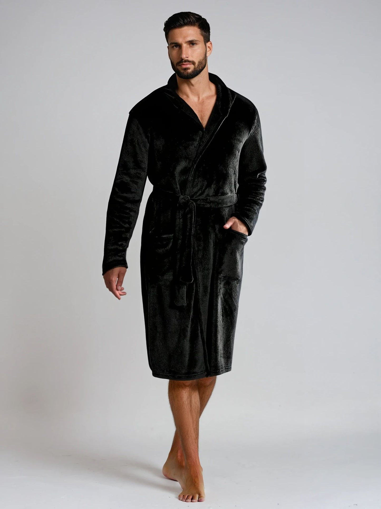 Peignoir homme polaire ultra doux avec capuche