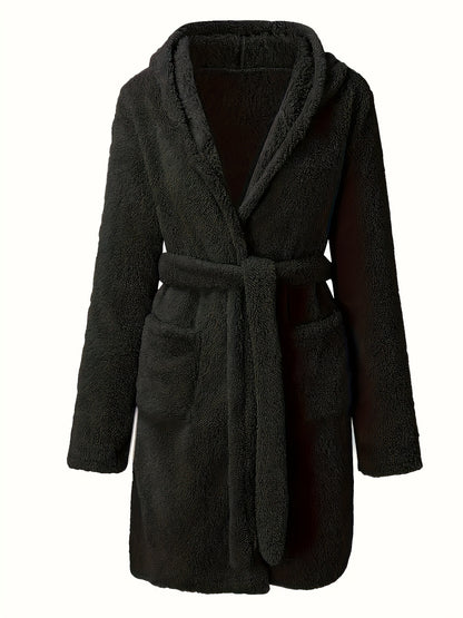 Peignoir polaire homme à capuche polaire avec poches et ceinture