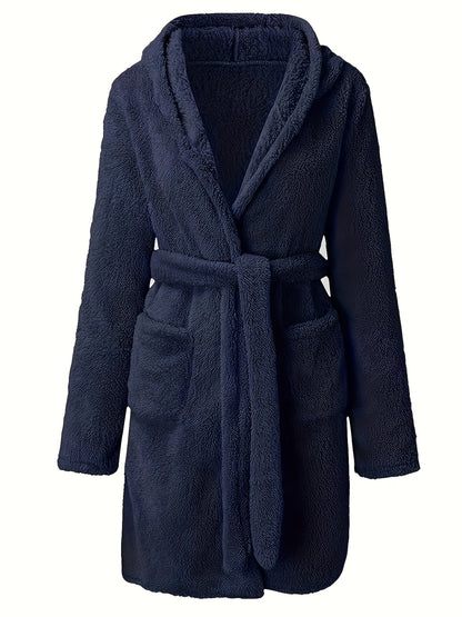 Peignoir polaire homme à capuche polaire avec poches et ceinture