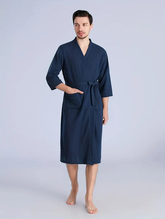 Peignoir de Bain Simple Homme — coloris bleu marine