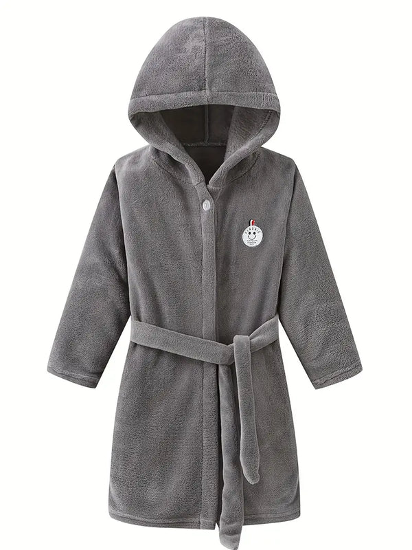 Peignoir de Bain Enfant Chaud Couleur Unie — coloris gris