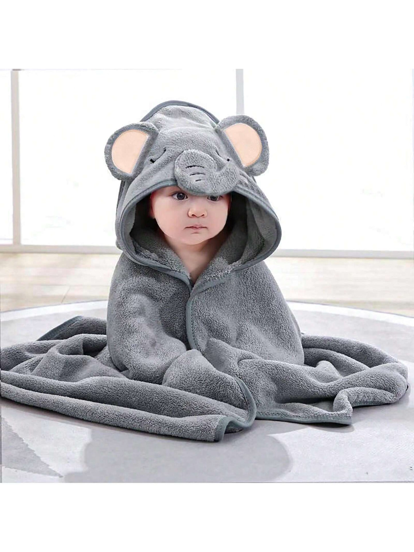 Cape de Bain Serviette pour Bébé Motif Éléphant