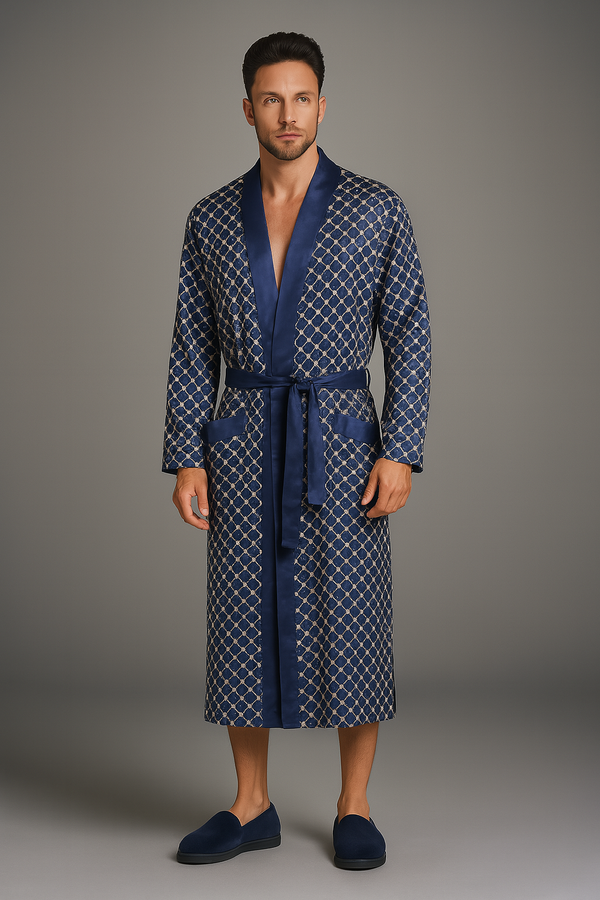 Peignoir Luxueux Bleu Doux de Qualité — coloris bleu marine