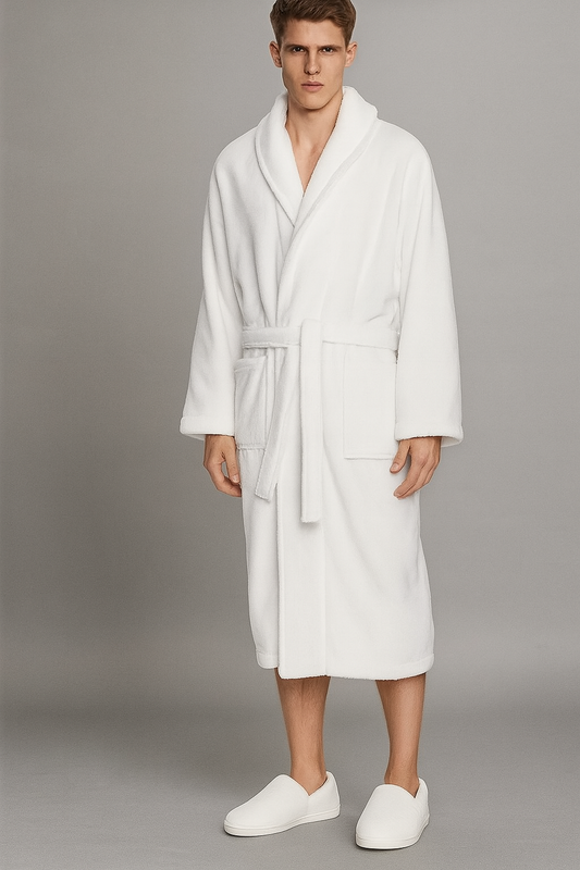 Peignoir Homme Coton Éponge Grande Taille - Doux Moelleux Avec Capuche, Idéal Bain Et Maison