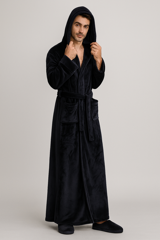 Peignoir à Capuche en Polaire Doux — coloris bleu marine