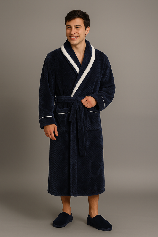 Peignoir Épais et Chaud en Éponge pour L'hiver — coloris bleu marine