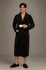 Peignoir de Bain Simple et Chaud Polaire — coloris noir