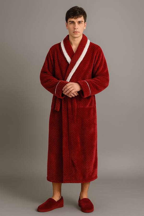 Peignoir Épais et Chaud en Éponge pour L'hiver — coloris rouge