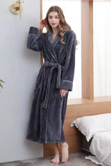 Peignoir polaire femme long ultra doux — coloris gris