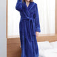 Peignoir polaire femme long ultra doux — coloris bleu