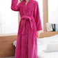Peignoir polaire femme long ultra doux — coloris fuschia