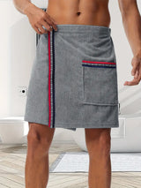 Peignoir Serviette Homme Microfibre Élégance — coloris gris