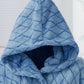 Peignoir polaire à capuche pour homme avec motifs relief et ceinture ajustable