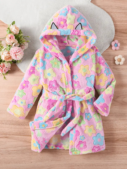Peignoir de Bain Enfant Éponge á Motif Floral