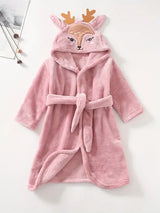 Peignoir de Bain Enfant Éponge avec Motif de Cerf — coloris rose